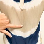 Joie  Silk Tie Dye Sleeveless Scoop Neck Isidora Romper XS Ivory Beige Navy FLAWS Photo 12