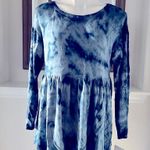 Baea Peplum Tunic Navy Tie Dye Top Sweatshirt Size L NWT $88 Size L Photo 4