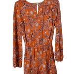 Abercrombie & Fitch Orange Paisley Long Sleeve Romper S Photo 2