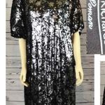 R & M Richards R&M Richard’s Black and silver sequin midi short sleeved dress size 22 w Photo 1