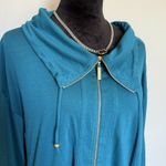 St. John  Spa Blue Full Zip Hoodie Jacket Women's M Relaxed‎ Fit Casual Loungewear Photo 3