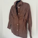 Bershka  Faux Leather Burgundy Shirt Photo 1