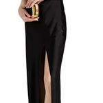 Nicholas Black Satin Gold Chain Link Halter Maxi Slip Dress Size 12 Photo 0