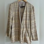 Vintage boho jacquard woven open front lightweight ornate jacket blazer S Gray Photo 1