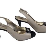 Anne Klein Slingback Peep toe heels w Buckle Black Pearl size 8.5 Photo 3