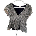 Abound  Black Floral Ruffle Blouse Photo 0