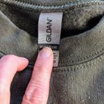 Book Mushroom Olive Green Embroidered Crewneck Womens Sweatshirt Size Small Fall Photo 4