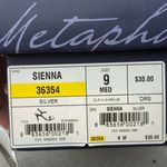 Metaphor  Sienna Heel Open Toe Heels Strappy Silver Metallic Snake Print Sandals Photo 11