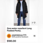 ZARA NWT  WOMEN'S WATER REPELLENT LONG PADDED PARKA BLACK SIZE XS Photo 2