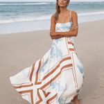 Petal and Pup NWT  Elanor Maxi Dress size Large blue cream silky Photo 7