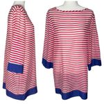 Talbots ‎ M Breton Stripe Sheer Top Oversized Cover Shirt Nautical Preppy Tunic Photo 1