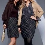 CAbi Step Out Plaid Pencil Mini Skirt Back Zipper Gray Gold 6 3756 Photo 1