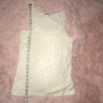 EXPRESS  Dressy Women’s Ivory Translucent Sequin Long Tank Top Photo 6