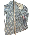 Stellla Parker Long Sleeve Tassled Tie Neck Blue White Print Peasant Top XXL NWT Photo 7