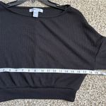 Revamped  Black Long Sleeve Ribbed Crop Top Comfy Casual Spring Medium Photo 4