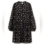 H&M NWOT  Chiffon Dress Black/gold-colored dots Photo 1