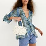 ZARA NEW PATCHWORK PRINT BLOUSE TOP RUFFLE V NECK LONG SLEEVE ASYMMETRIC SIZE M Photo 3