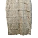 NWT Mandalay Cream Ivory Gold Beaded Fringe Midi Evening Cocktail Dress Womens 6 Photo 8