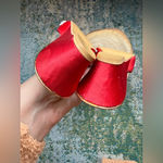 Vintage satin sequined floral evening mules, size 6 Red Photo 9