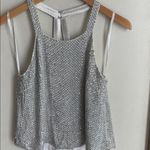 Parker  Justina Silk Silver Rhinestone Beaded Halter Tank Top Photo 3