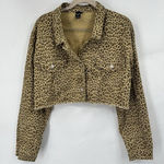 Windsor  Animal Print‎ Cropped Lightweight Jacket Women Medium Brown Boho Preppy Photo 0
