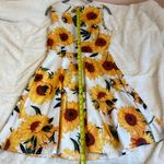 White & Yellow Floral Sunflower Fit & Flare Summer Sun Dress Size Medium Photo 7