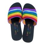 Kate Spade SPECTRUM Rainbow Intarsia-Knit Slide Sandals Women Size 9 B Purple Photo 2