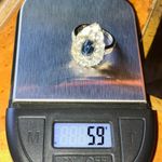 Blue Star Sapphire Rainbow Moonstone Sterling Silver Cocktail Ring Size 7 Photo 8