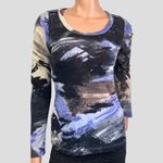 Karen Kane Karen Kane Women’s Abstract Splatter& Brush Strokes Sparkles Mesh Top Sz. S Y2K Photo 10