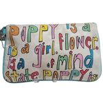 Coach  Poppy Woodmark Multicolor Text Wristlet with Teal Accents. Photo 4