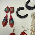 Large Dangle Drop & Hoop Statement Pierced Earrings Lot Of 4 Some Handmade Photo 14