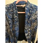 Dress Barn ‎ Blue Abstract Print Open Front Cardigan Blazer Jacket Medium Photo 1