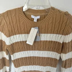 Charter Club  Coffee/Cream Striped Sweater, 85% Cotton/15% Nylon, Petite S Photo 3