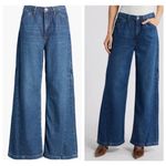Frame  Le Baggy Palazzo Jeans Altered Raw Hem Size 26 Wide Leg Flare Medium Wash Photo 1