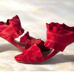 Free People  Rosie Ruffle Stacked Heel Red Size EU 37 US 6.5 Photo 4