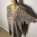 Free People Leopard Print Distressed Top Size M Oversized Short Sleeve Grunge Photo 1