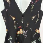 ZARA  WOMAN Black Floral V Neck Cap Sleeve Sheath Dress Size M Photo 5