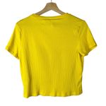 H&M Divided Bright Yellow Ribbed Crop Short Sleeve T-Shirt L Photo 1