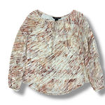 White House | Black Market  Silk‎ Blend Burnout Blouse Size 0 Blush Ivory Romantic Photo 0