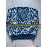 90's Vintage women's sweater vest blue white‎ chunky Catalina wool medium Photo 2
