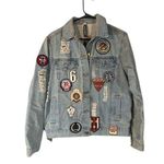Design Lab Lord & Taylor Light Blue Patch Streetwear Denim Jean Jacket Women Med Photo 0