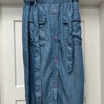Pomodoro denim elastic waist chambray midi skirt size small Photo 1