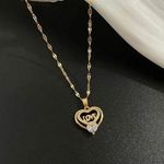18K Gold Plated CZ Diamond Love Heart Pendant Necklace for Women Photo 0