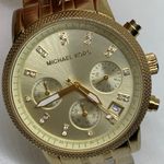 Michael Kors  Women MK5676 date Chronograph Gold Tone Quartz 37mm 7” running Photo 2