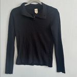 We The Free  Black Waffle Knit Collared Long Sleeve Top‎ Photo 1