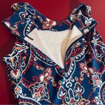 J. McLaughlin  Dress Med Sleeveless Sheath Paisley Medallion Navy Preppy Classic Photo 7