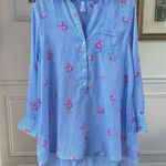 Live 4 Truth Blue White Stripe Pink Flamingo Popover Tunic L Photo 0