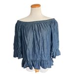Anthropologie Womens Jane and Delancey Chambray Denim Off Shoulder Top - Sz M Photo 2