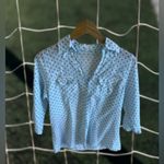 Eden & Olivia Eden Olivia Womens Flannel Shirt Size M White Polka Dots 3/4 Sleeve Button Up Photo 5