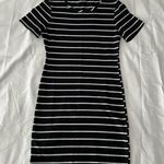 SheIn Black And White Striped Fitted Tee Dress Photo 0